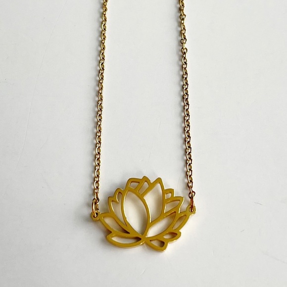 Jewelry Lotus Flower Necklace Gold Stainless Steel Poshmark